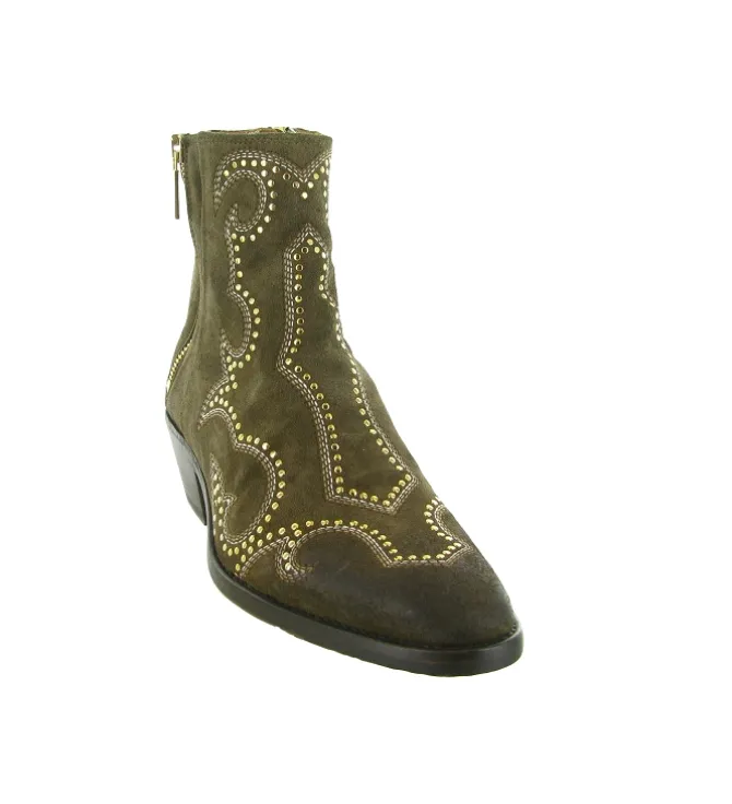 bottines et boots - Santiag - femme - Nubuck - Kaki - La bottega di lisa