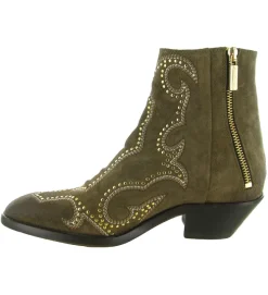 bottines et boots - Santiag - femme - Nubuck - Kaki - La bottega di lisa