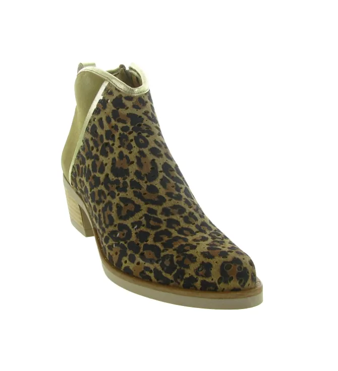 bottines et boots - Santiag - femme - Nubuck - Léopard - Minka design