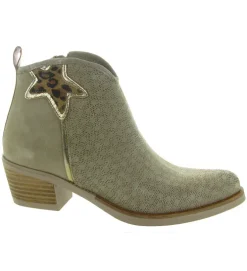bottines et boots - Santiag - femme - Nubuck - Beige - Minka design
