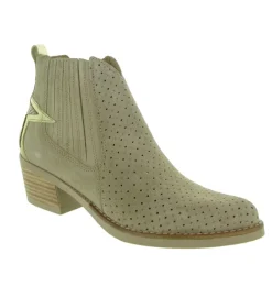 bottines et boots - Santiag - femme - Nubuck - Beige - Minka design