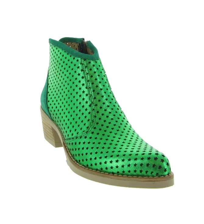 bottines et boots - Santiag - femme - Nubuck - Vert - Minka design