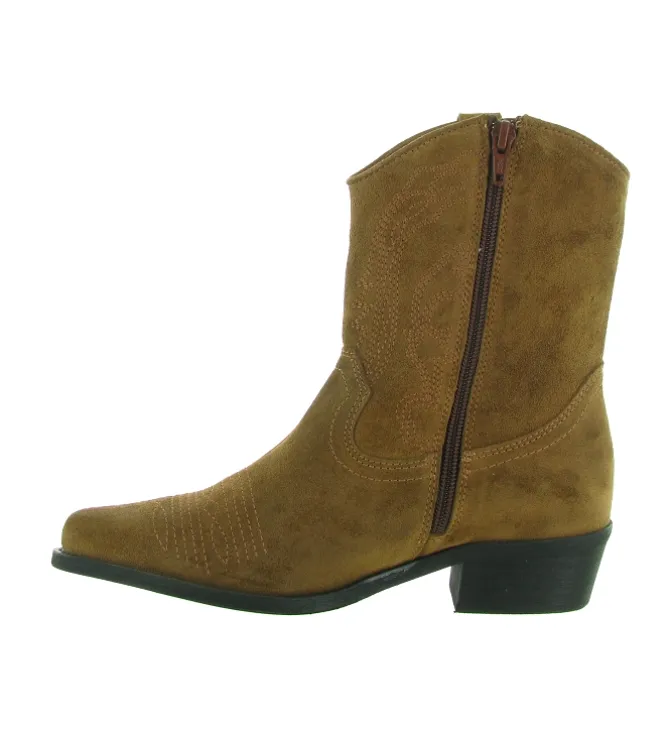 bottines et boots - Santiag - femme - Nubuck - Marron - Creator