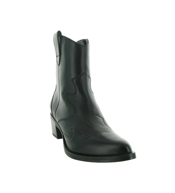 bottines et boots - Santiag - femme - Cuir - Noir - Unisa
