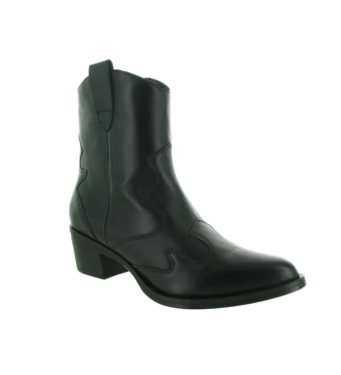 bottines et boots - Santiag - femme - Cuir - Noir - Unisa