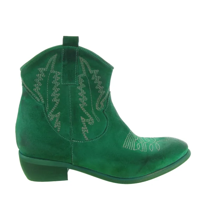bottines et boots - Santiag - femme - Nubuck - Vert - Zoe