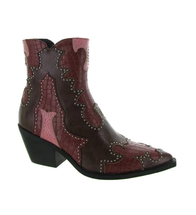 bottines et boots - Santiag - femme - Synthétique - Bordeaux - Noa harmon
