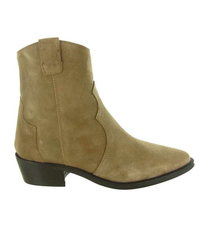 bottines et boots - Santiag - femme - Nubuck - Beige - Alpe