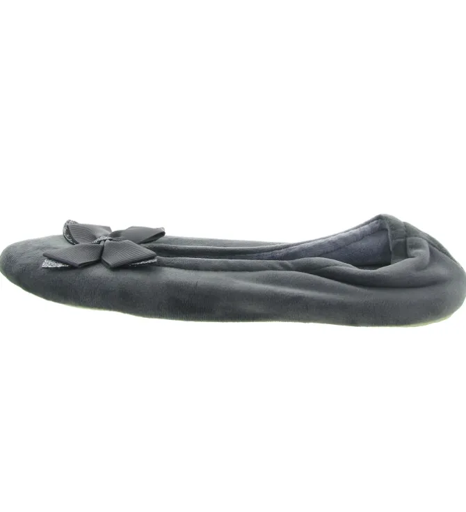 chaussons et pantoufles - Ballerines - femme - Toile - Anthracite - Isotoner