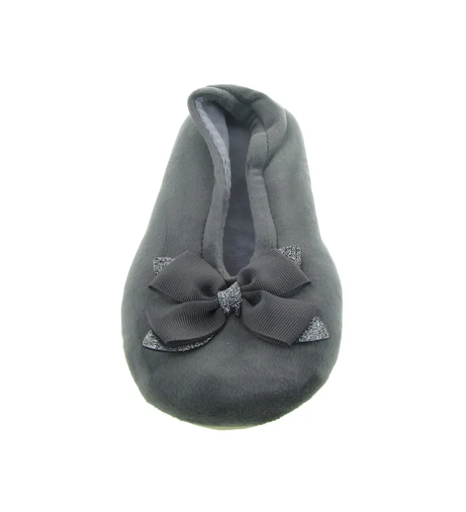 chaussons et pantoufles - Ballerines - femme - Toile - Anthracite - Isotoner