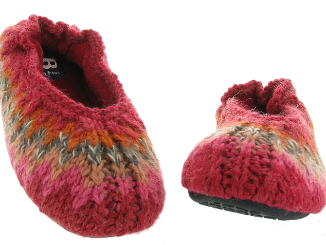 chaussons et pantoufles - Ballerines - femme - Toile - Rouge - Ruby brown