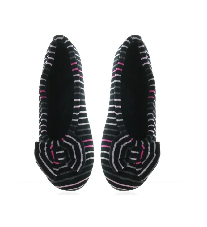 chaussons et pantoufles - Ballerines - femme - Toile - Noir - Isotoner
