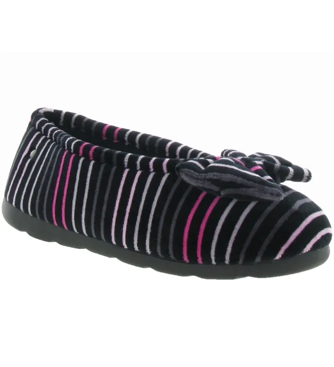 chaussons et pantoufles - Ballerines - femme - Toile - Noir - Isotoner