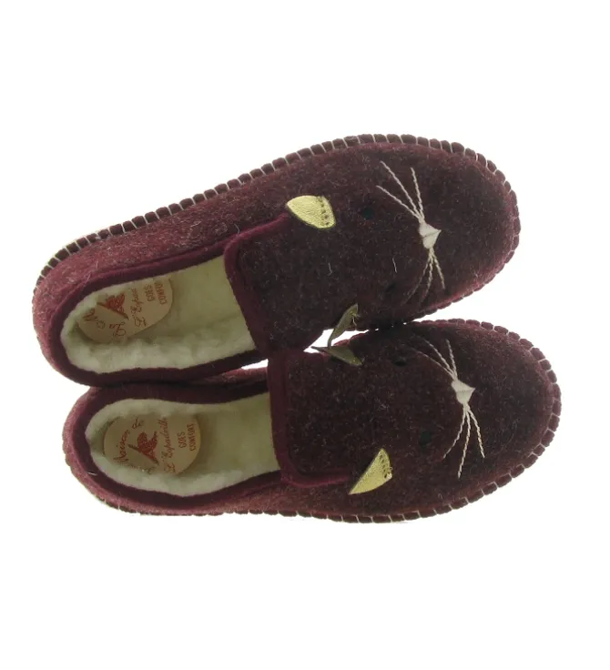 chaussons et pantoufles - Charentaise - femme - Synthétique - Bordeaux - La maison de l espadrille