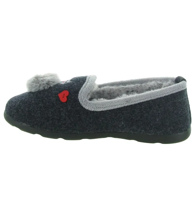 chaussons et pantoufles - Charentaise - femme - Toile - Anthracite - Isotoner