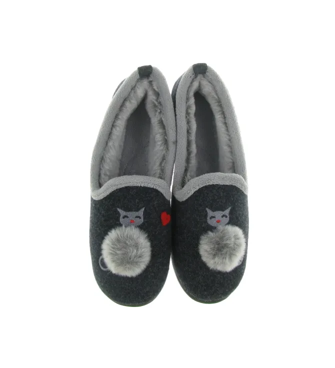 chaussons et pantoufles - Charentaise - femme - Toile - Anthracite - Isotoner