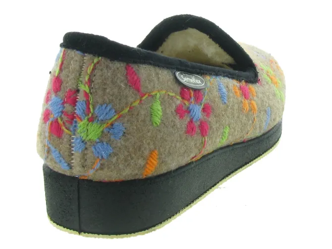 chaussons et pantoufles - Charentaise - femme - Synthétique - Fleurs - Semelflex