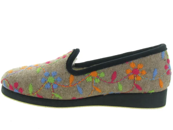 chaussons et pantoufles - Charentaise - femme - Synthétique - Fleurs - Semelflex