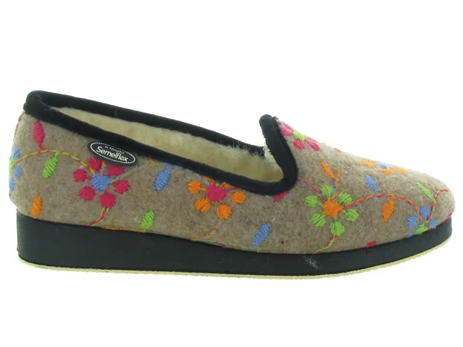 chaussons et pantoufles - Charentaise - femme - Synthétique - Fleurs - Semelflex
