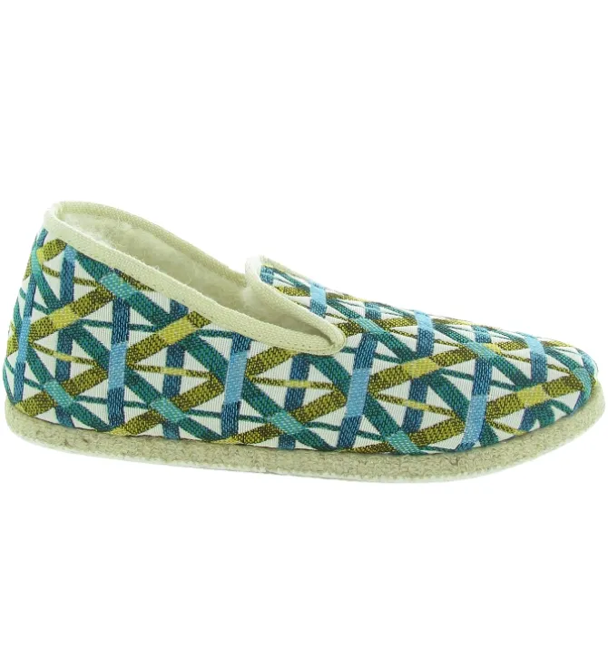 chaussons et pantoufles - Charentaise - femme - Textile - Bleu - Rondinaud