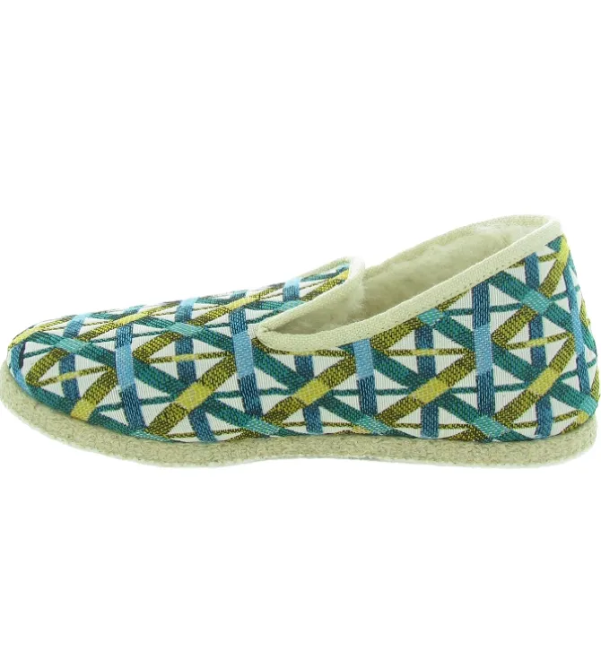chaussons et pantoufles - Charentaise - femme - Textile - Bleu - Rondinaud