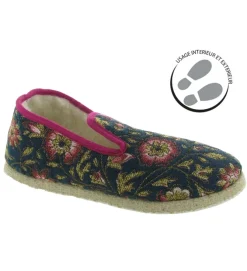 chaussons et pantoufles - Charentaise - femme - Textile - Bleu Marine - Rondinaud