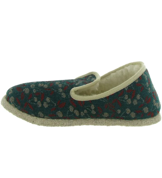 chaussons et pantoufles - Charentaise - femme - Textile - Vert - Rondinaud