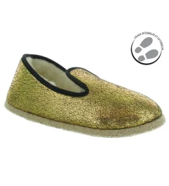 chaussons et pantoufles - Charentaise - femme - Textile - Or - Rondinaud