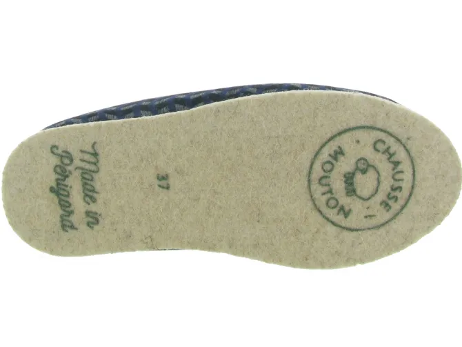 chaussons et pantoufles - Charentaise - femme - Synthétique - Bleu - Chausse mouton