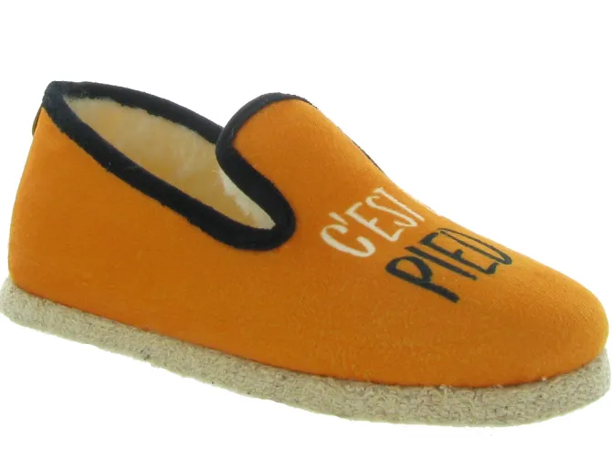 chaussons et pantoufles - Charentaise - femme - Synthétique - Orange - Chausse mouton