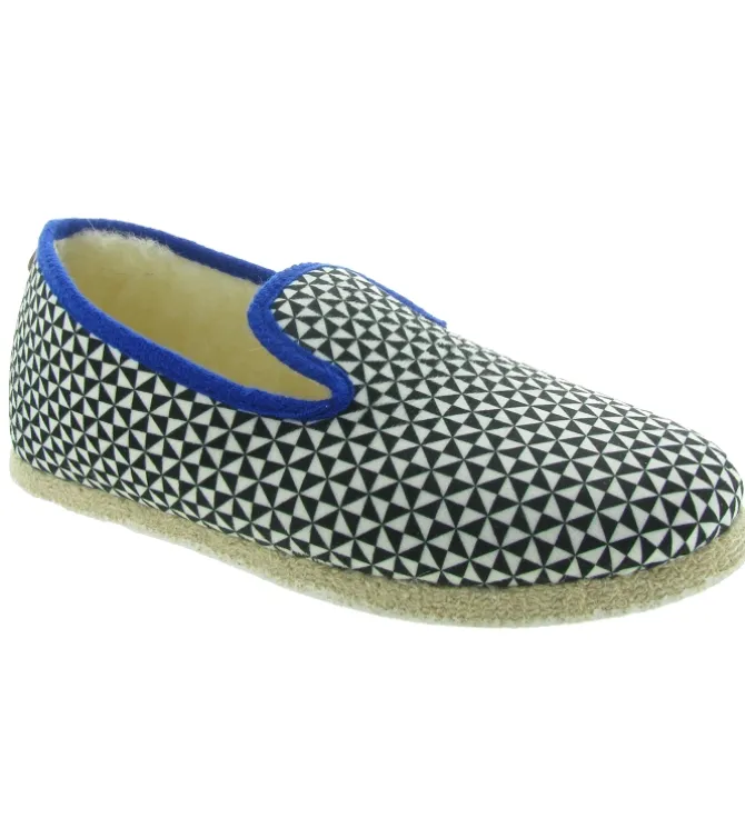 chaussons et pantoufles - Charentaises - homme - Synthétique - Bleu - Chausse mouton
