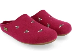 chaussons et pantoufles - Mules Sabots - femme - Feutrine - Rouge - Haflinger