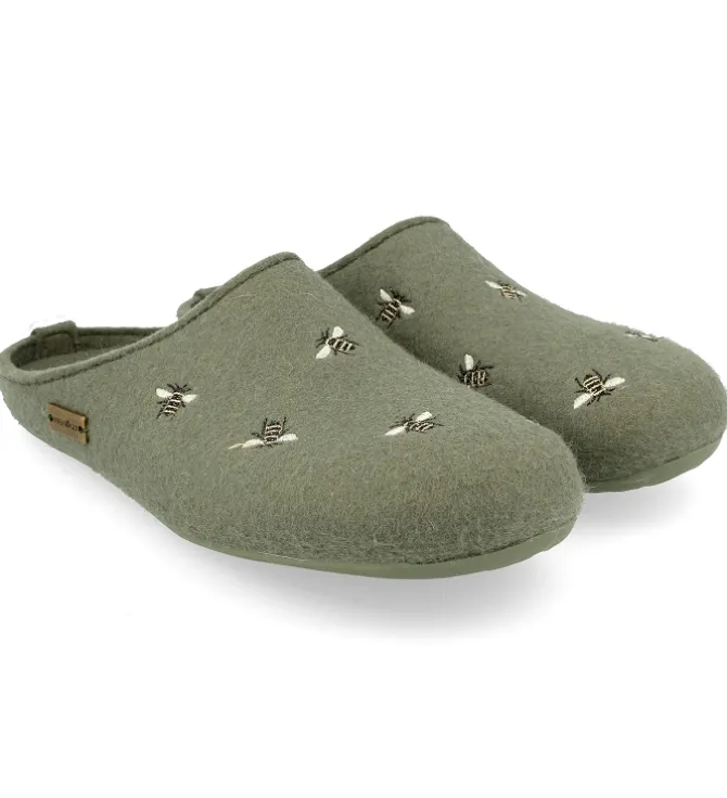 chaussons et pantoufles - Mules Sabots - femme - Feutrine - Vert - Haflinger