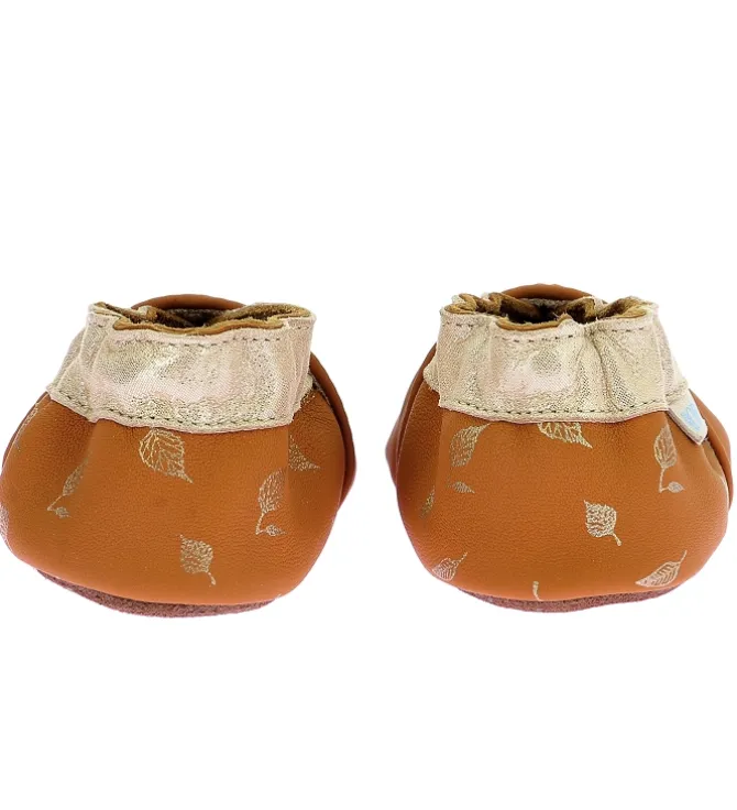 chaussons et pantoufles - Semelle souple - bebe fille - Cuir - Marron - Robeez