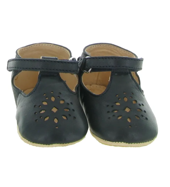 chaussons et pantoufles - Semelle souple - bebe fille - Cuir - Bleu Marine - Easy peasy