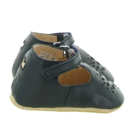 chaussons et pantoufles - Semelle souple - bebe fille - Cuir - Bleu Marine - Easy peasy