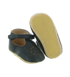 chaussons et pantoufles - Semelle souple - bebe fille - Cuir - Bleu Marine - Easy peasy
