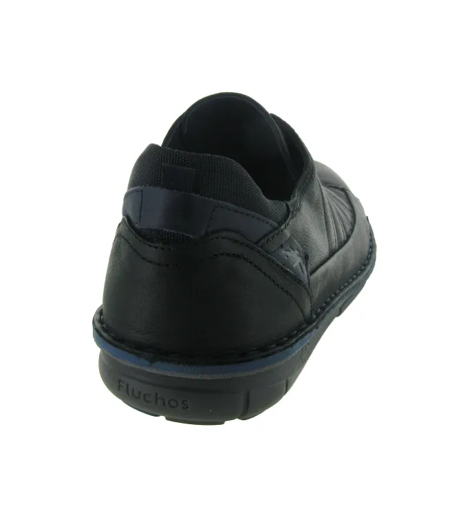 chaussures a lacets - Confort et décontracté - homme - Cuir - Noir - Fluchos