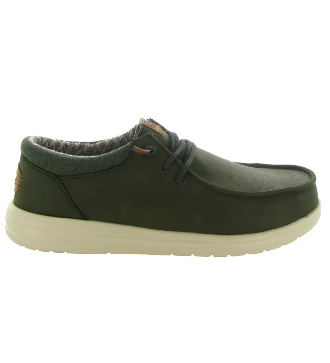 chaussures a lacets - Confort et décontracté - homme - Nubuck - Vert - Hey dude
