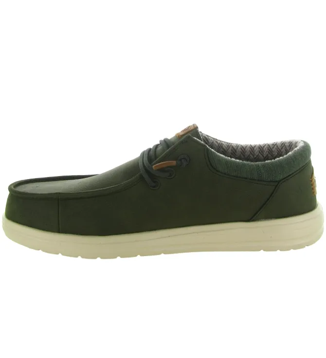 chaussures a lacets - Confort et décontracté - homme - Nubuck - Vert - Hey dude