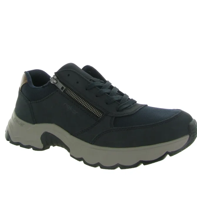 chaussures a lacets - Confort et décontracté - homme - Cuir - Bleu - Rieker