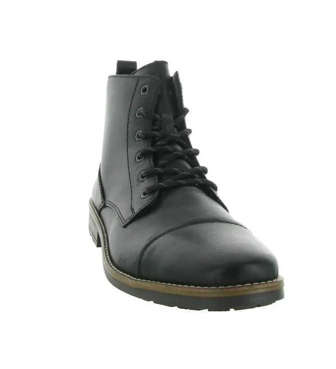 chaussures a lacets - Confort et décontracté - homme - Cuir - Noir - Rieker
