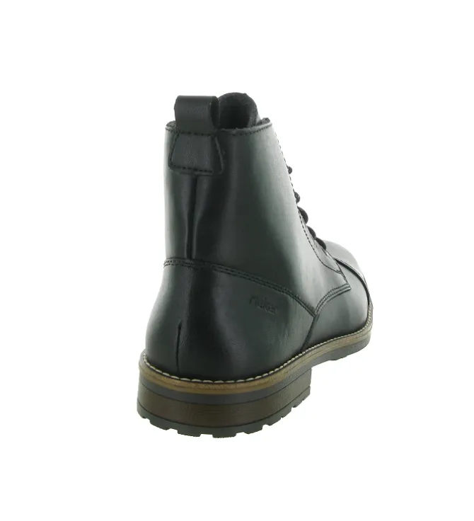chaussures a lacets - Confort et décontracté - homme - Cuir - Noir - Rieker