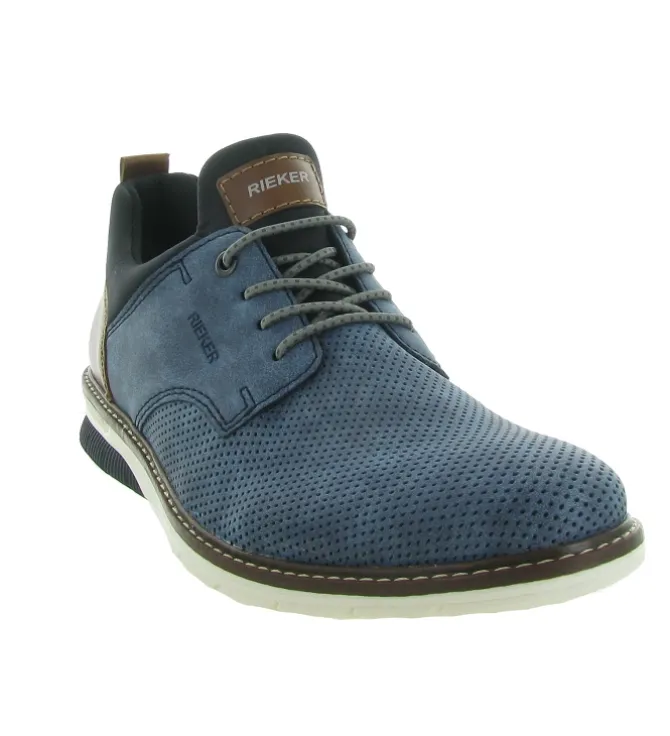 chaussures a lacets - Cérémonie - homme - Cuir - Bleu - Rieker