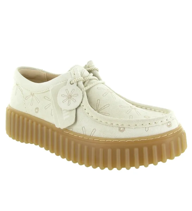 chaussures a lacets - Derby - femme - Textile - Beige - Clarks