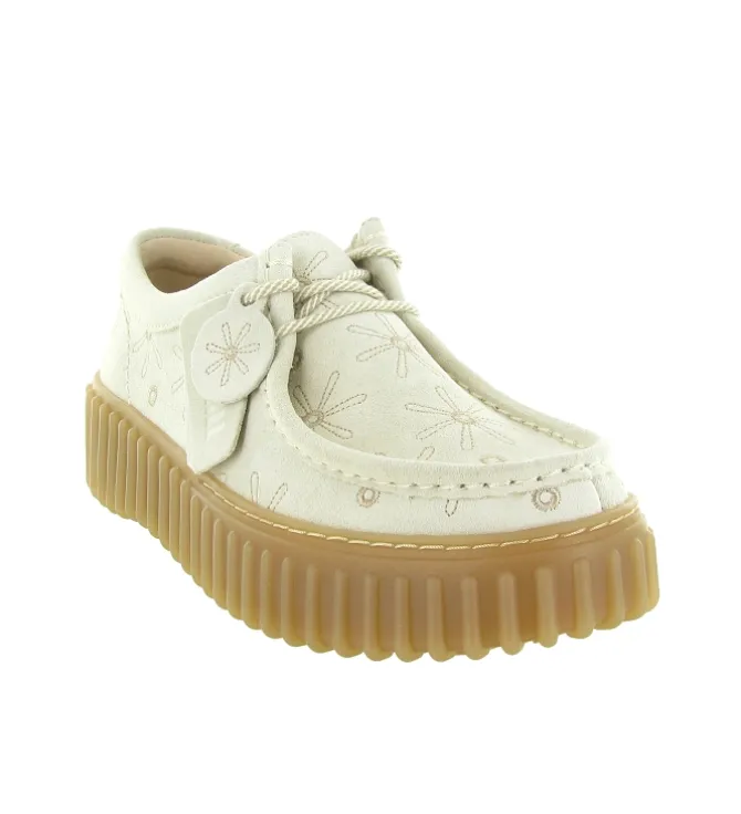 chaussures a lacets - Derby - femme - Textile - Beige - Clarks