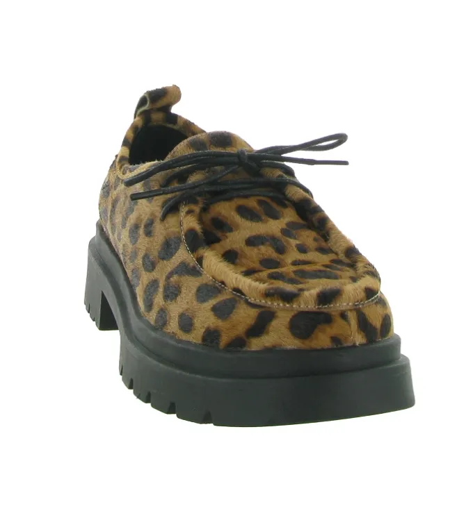 chaussures a lacets - Derby - femme - Cuir - Léopard - Bibi lou