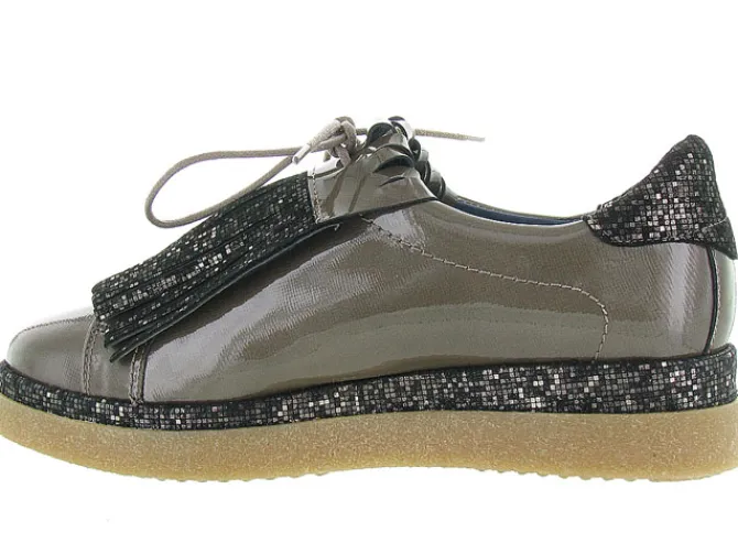 chaussures a lacets - Derby - femme - Cuir - Gris - Humat
