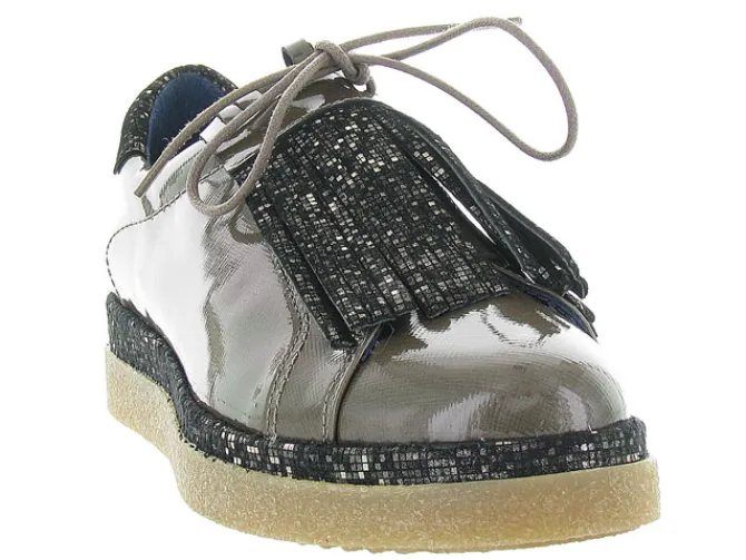chaussures a lacets - Derby - femme - Cuir - Gris - Humat