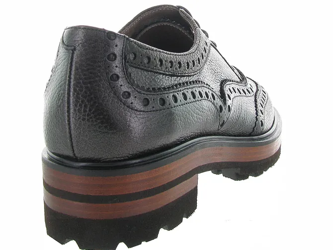 chaussures a lacets - Derby - femme - Cuir - Noir - Pertini